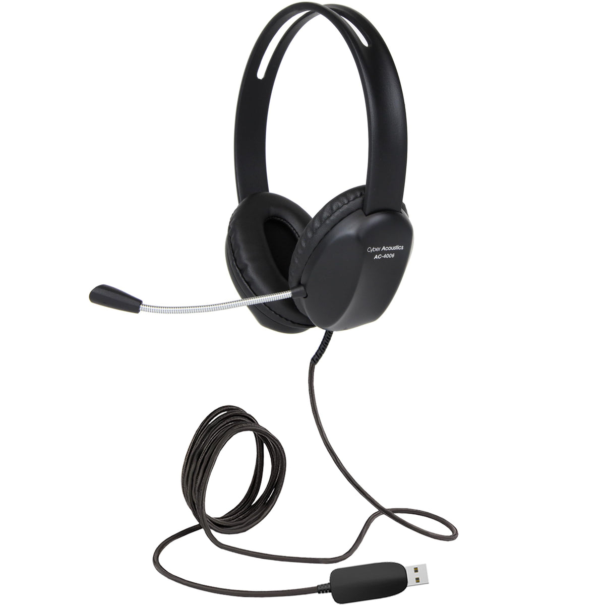 Cyber Acoustics Stereo USB Headset (AC-4006) Noise Canceling Microphone for PC &amp; Mac Perfect for Classroom or Home