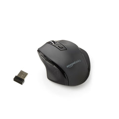 Amazon Basics Computer Mouse Wireless Ergonomic 2.4 GHz Optical DPI Adjustable Compatible With PC Mac Laptop Black