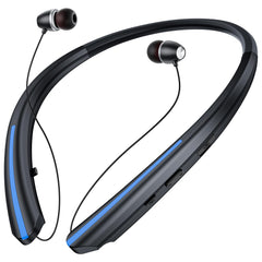 ZIQOPGD Neckband Bluetooth Headphones Retractable - Wireless Earbuds with Mic Retractable Headset 20+ Hours Playtime Noise Cancelling Stereo Sound USB-C for Sports Travel and Work (Black Blue)