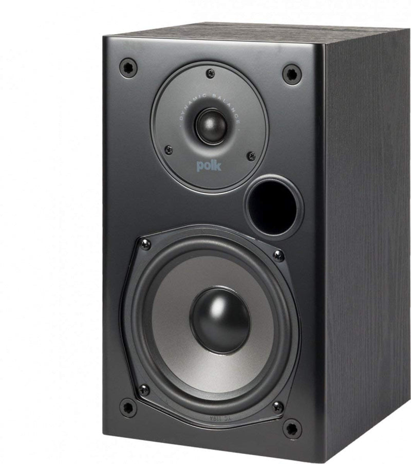 Polk Audio T15 100 Watt Home Theater Bookshelf Speakers – Hi-Res Audio with Deep Bass Response Dolby and DTS Surround Wall-Mountable Pair Black