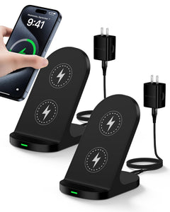 Wireless Charger Stand Android Cordless QI Charging Pad for Galaxy S24 Ultra 23 Google Pixel 9 Pro XL 8 Pro 8a 7 Apple iPhone 15 14 15W Wireless Phone Charging Station Fast Power Adapter Included