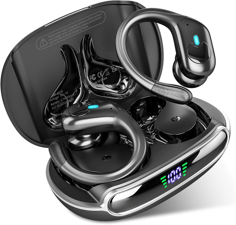 sajawass Wireless Earbuds Bluetooth Headphones 5.3 HiFi Stereo Ear Buds 80H Bluetooth Earbuds with Dual LED Display Charging Case IPX7 Waterproof Earphones for Android iOS