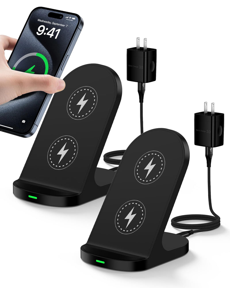 Wireless Charger Stand Android Cordless QI Charging Pad for Galaxy S24 Ultra 23 Google Pixel 9 Pro XL 8 Pro 8a 7 Apple iPhone 15 14 15W Wireless Phone Charging Station Fast Power Adapter Included