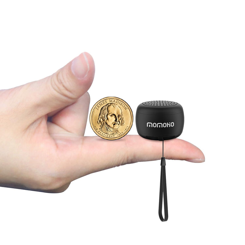 MOMOHO Mini Bluetooth Speaker Tiny Bluetooth Speaker Tiny Gifts with TWS Pairing Built-in Mic Small Bluetooth Speaker for Outdoor and Indoor (Black)