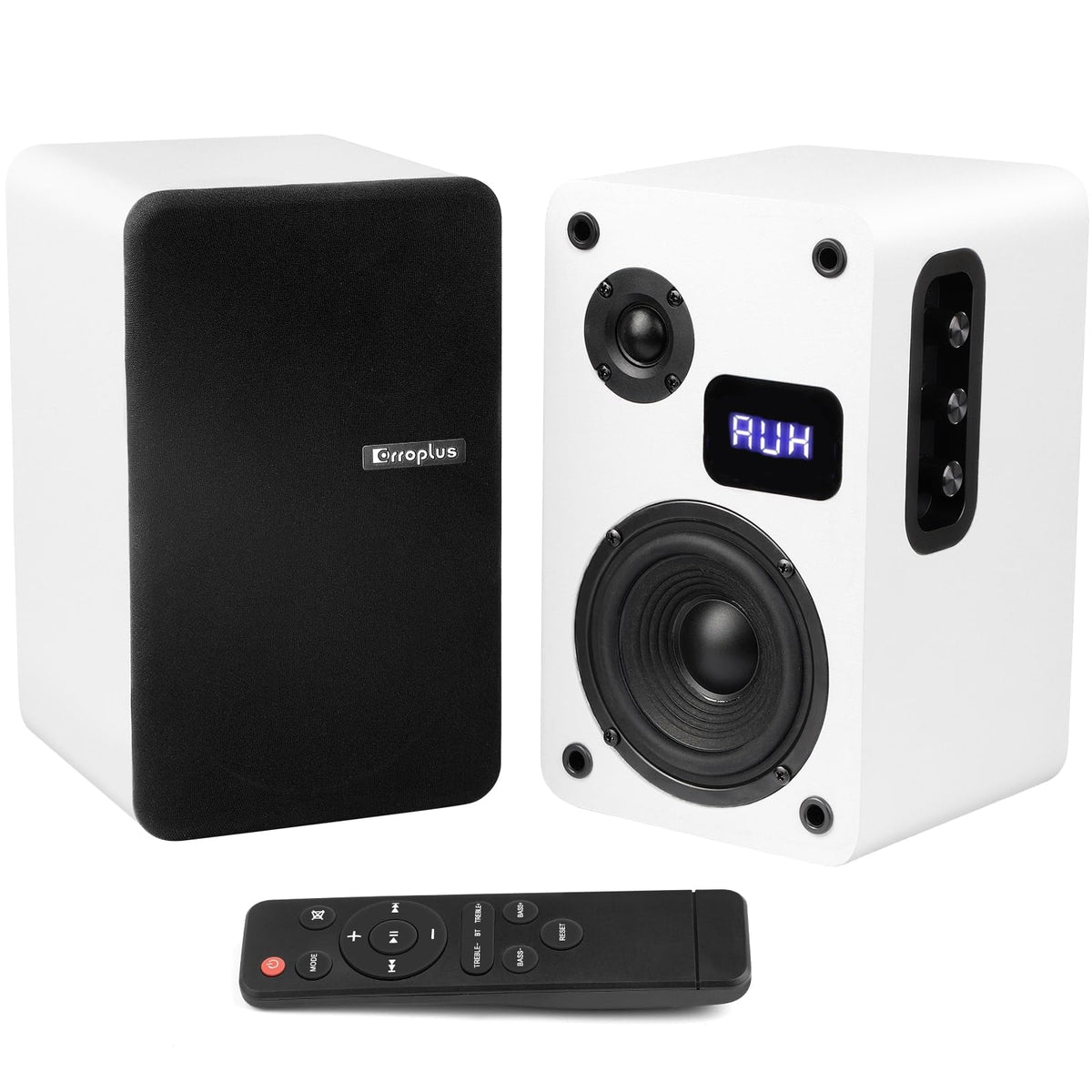 Orroplus 70W Powered Bookshelf Speakers Active Stereo Speakers Pair Desktop Studio Monitor Speakers Wired Optical/ARC/RCA/AUX/BT Input for Turntable Vinyl Record Player Home Audio TV Gaming PC-White
