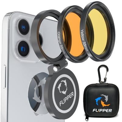 FL!PPER Flipper FlipKick Universal Aquarium Smartphone Camera Lens Filter Kit & Kick-Stand - Colored Fish Tank Filter Lenses – Smartphone Camera Accessories for Coral Reef Aquarium Tank Photography