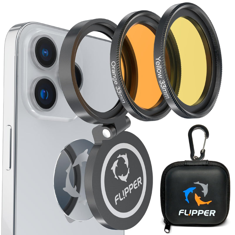 FL!PPER Flipper FlipKick Universal Aquarium Smartphone Camera Lens Filter Kit & Kick-Stand - Colored Fish Tank Filter Lenses – Smartphone Camera Accessories for Coral Reef Aquarium Tank Photography