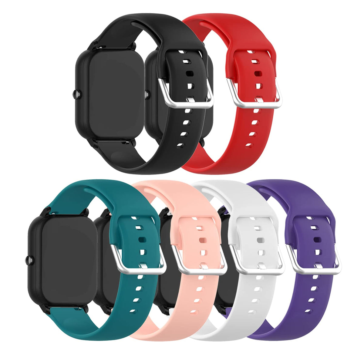 E ECSEM Bands Compatible for Spade Health Smartwatch 4 Replacement Wristbands Colourful Silicone Bracelet Quick Release Strap Arm Bands for Spade Health Smartwatch 4 Smart Watch Soft and Durable