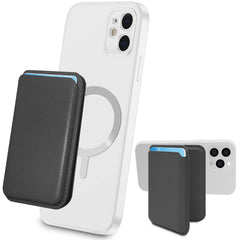Phone Card Holder Leather Phone Wallet Stick On Stretchy Card Holder for Back of Phone Credit Card Holder (Black)