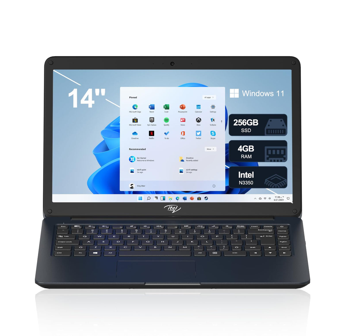 LETSUNG 14 Laptop Computer Dual-Core Intel Celeron N3350 Processors 4GB RAM 256GB SSD Windows 11 Laptops Computers Ultra Slim Long Battery Life 2.4G/5G WiFi BT 4.2 HDMI