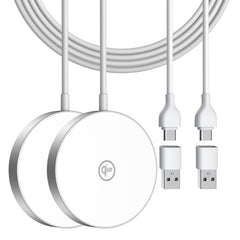 Qi2 iPhone 16 Wireless Charger with Mag-Safe Magnetic Wireless Charging Pad Compatible with 15W Ultra-Fast for iPhone 16/16 Pro/15/15 Plus/15 Pro/15 Pro Max/14/13/12(2 Pack White)