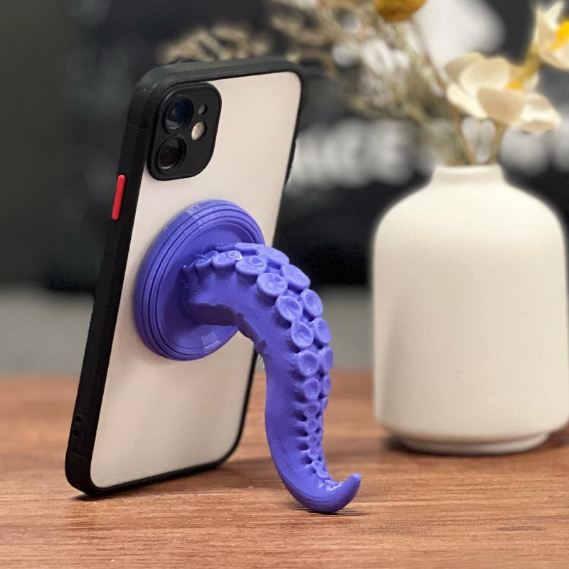 Bekpooq 3D Cute Octopus Leg Design Phone Magnetic Stand Hook Funny Cool Novelty Adjustable Portable 360 Degree Rotation Mini Mount Holder Kickstand Creative Tripod for Smartphone Purple (Purple)