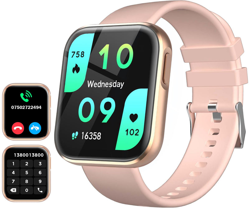 ANCwear Fitness Tracker Smartwatch for Women Bluetooth Calling iOS Compatible IP67 Waterproof Heart Rate Monitor Activity/Sleep Tracker (Rose Gold)